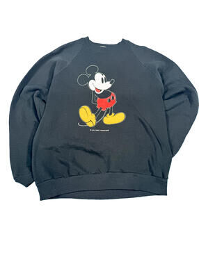 Jerzees Mickey Mouse Crewneck Sweatshirt Black Size L